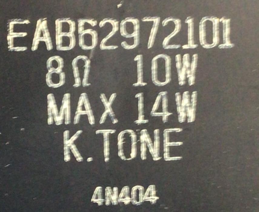 KIT DE BOCINAS (2PZS) LG / NUMERO DE PARTE EAB62972101 / 8Ω  10W / MAX 14W / K.TONE / 4N404 / EAB62972102 / 8Ω  10W / MAX 14W / K.TONE / 4N381 / MODELO 55LB5900-UV  - Imagen 2